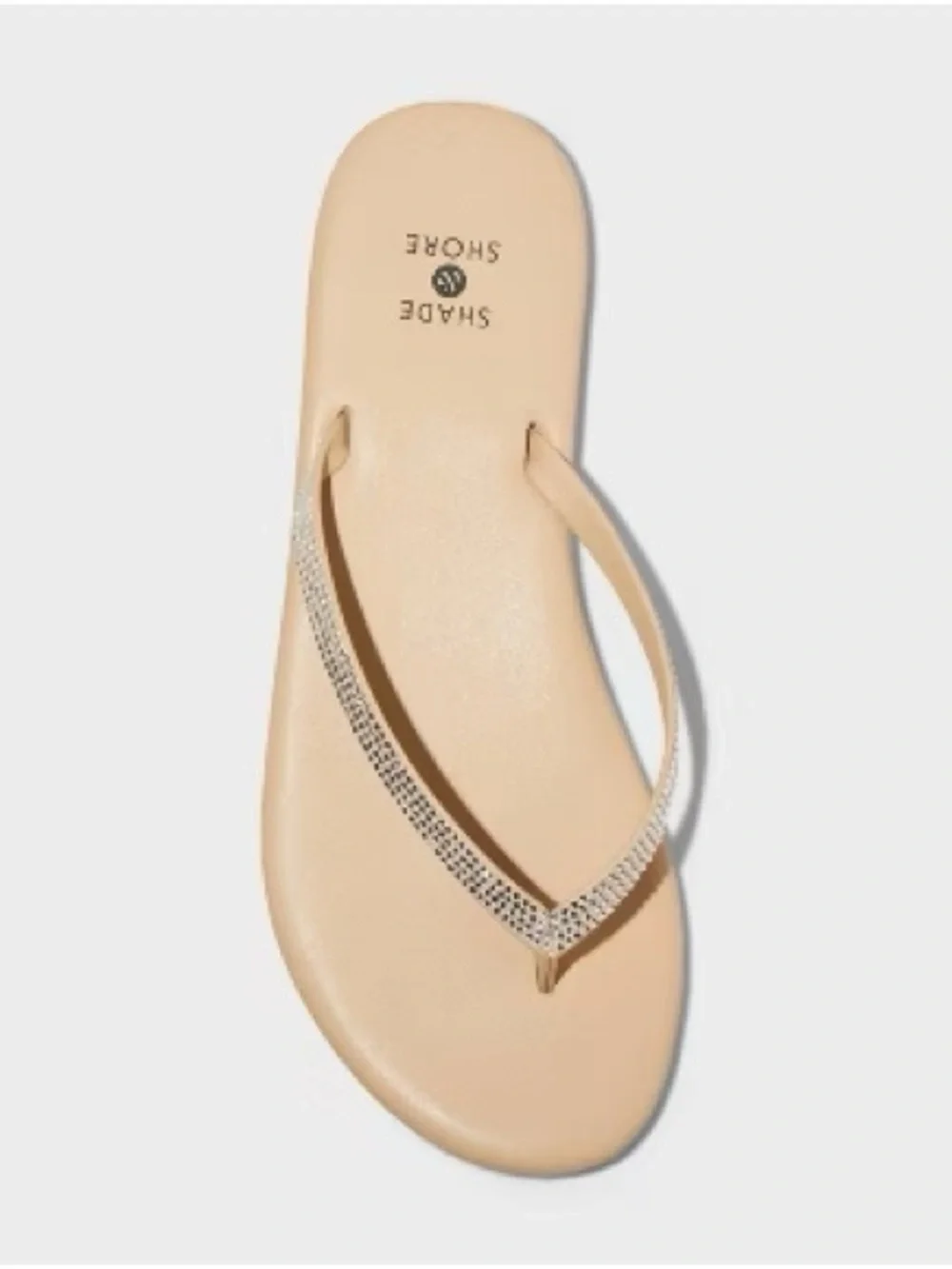 Shade & Shore Beige Rhinestone Thong Sandals Size 10